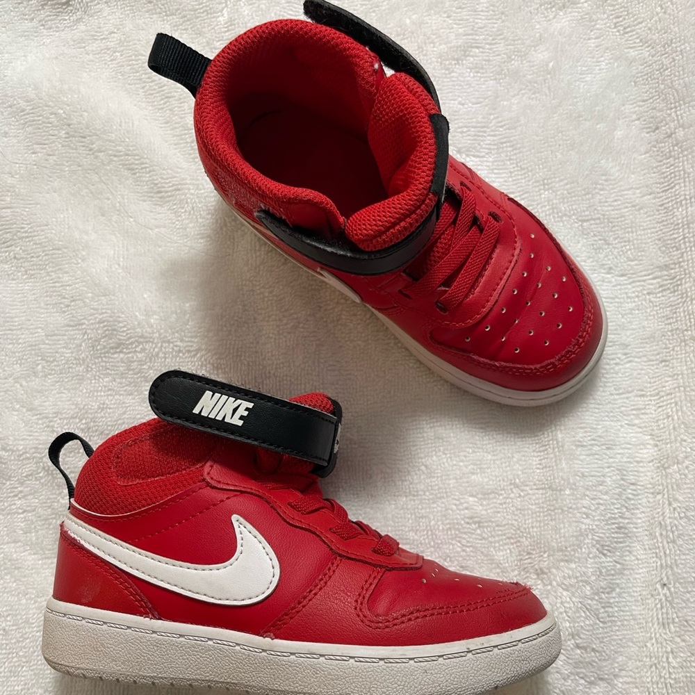 Kids Nike red high top shoes size 9c (for toddler).